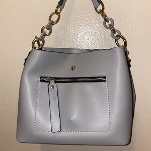 Grey handbag.